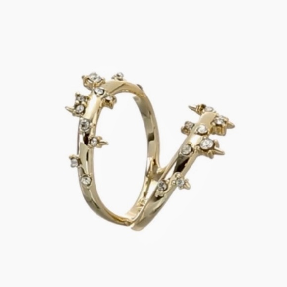 ALEXIS BITTAR NEW Gold Satellite Double Banded Crystal Accented Lace Size 7 Ring - Picture 15 of 16